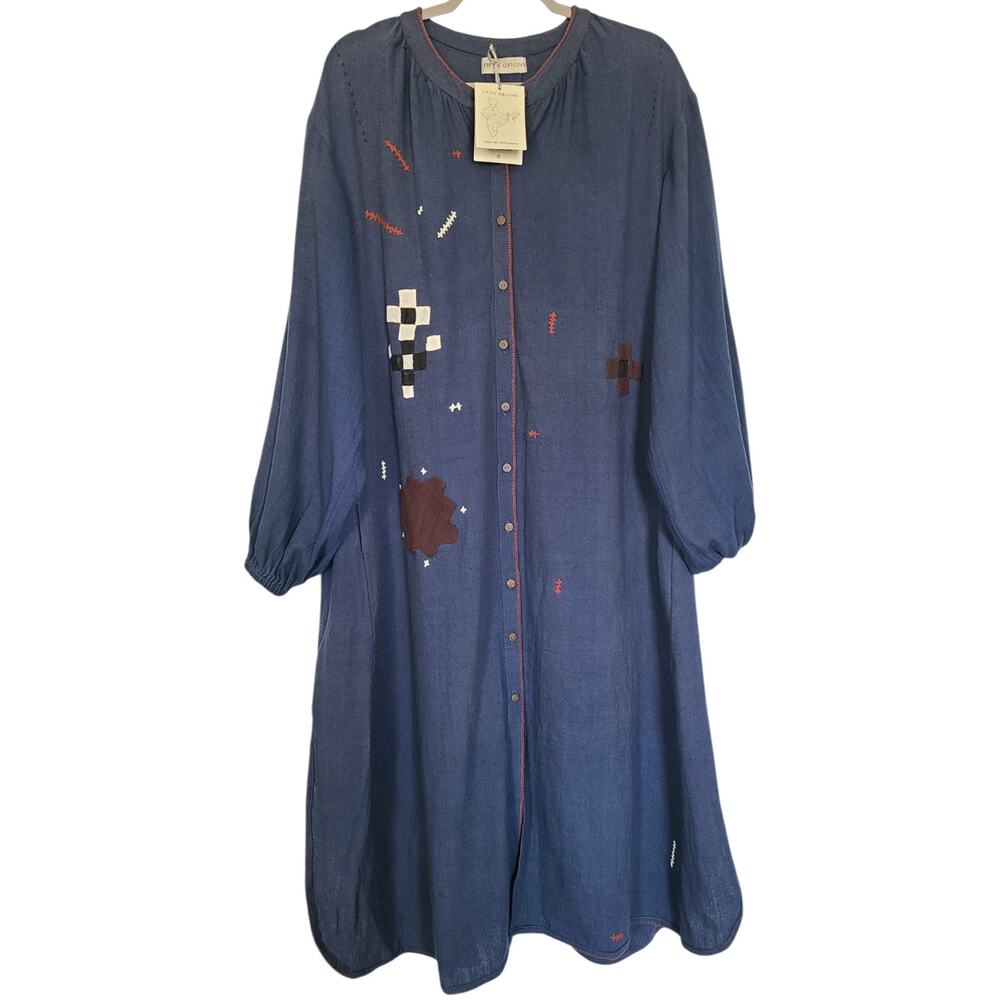 Fifth Origins Aira Jacket Dress Indigo Kala Cotton Rabari Applique One Size OS